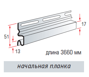 Планка "начальная", 3660 мм, цвет Белый